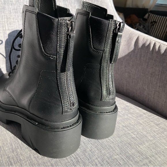 NWOT ASH Moody black leather lace up rear zipper chunky lug sole ankle boots 8 - Picture 13 of 15